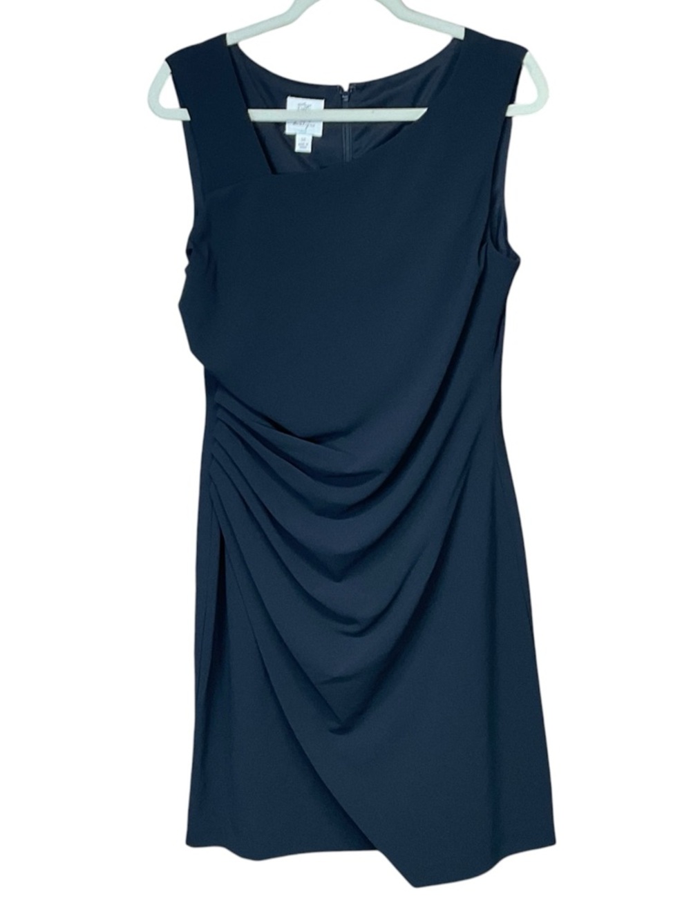 Suzi Chin Black Draped Ruched Sheath Dress Womens Sz 12